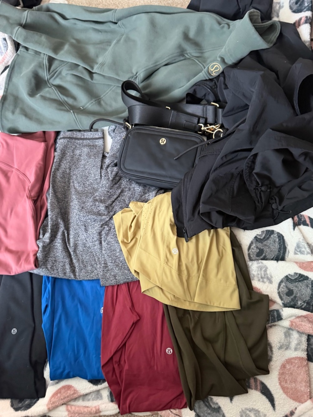 Lululemon Mixed Activewear Bundle with Black Crossbody Bag - Multi Color
